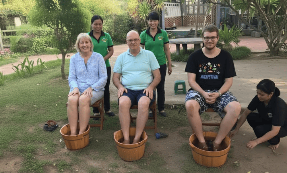 Many visitors believe that the traditional herbal massage helps relieve fatigue